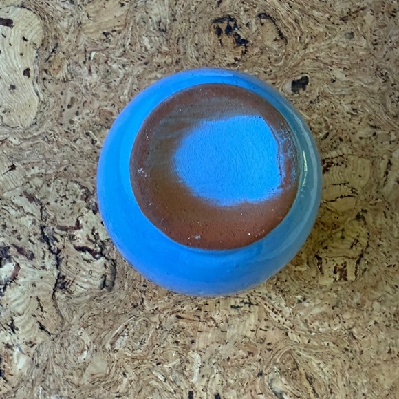 Vintage Bulgarian Troyan Pottery Cup Handcrafted Marbled Folk Art Ceramic Blue - Picture 12 of 12